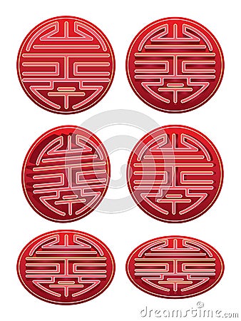 Long life symbol red style set Vector Illustration