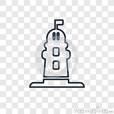 Long Lighthouse concept vector linear icon isolated on transparent background, Long Lighthouse concept transparency logo in Vector Illustration