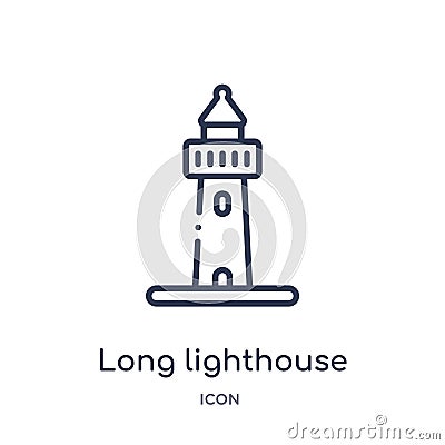 Long lighthouse icon from nautical outline collection. Thin line long lighthouse icon isolated on white background Vector Illustration