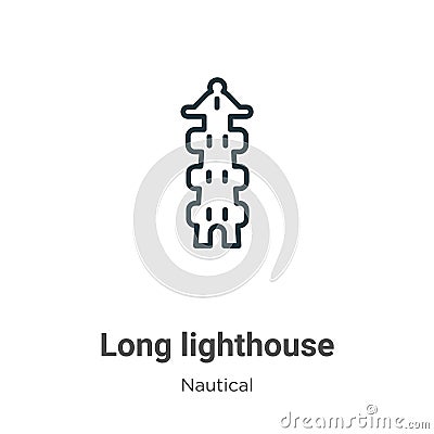 Long lighthouse outline vector icon. Thin line black long lighthouse icon, flat vector simple element illustration from editable Vector Illustration