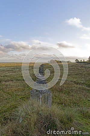 A long line of Anti Tank Traps build by Polish Soldiers in World War Two seen at Tentsmuir Stock Photo