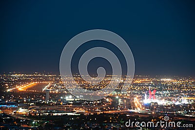 US / Mexico Border, El Paso, TX / Juarez Chichuahua at night Editorial Stock Photo
