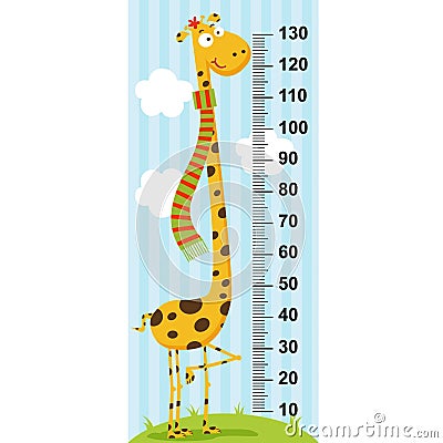 Long neck giraffe height measure Vector Illustration