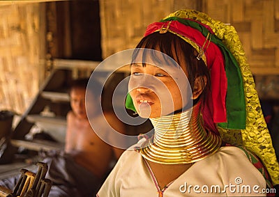 Long neck Karen woman Editorial Stock Photo