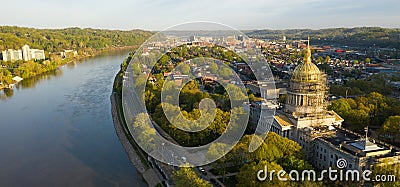 Long Panoramic View Charleston West Virginia Capitol City Stock Photo