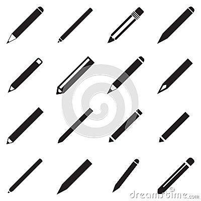 Long Pencil Icon Vector Perfect Black Stock Photo