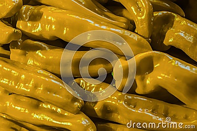 Long pod of green peppers lots of vegetables base set of fruits Stock Photo