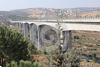 The railway bridge over the cedar valley near jerusalem in israel Stock Photo