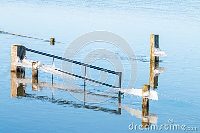 Flooded fore-lands of the IJssel river, the Netherlands Stock Photo