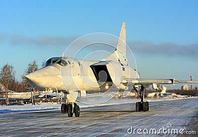 Long-range bombers Tu-22M `Backfire` at the air base Stock Photo