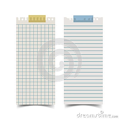 Long rectangle shape blank old notepaper and for note something. Vector paper banner. Vector Illustration