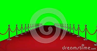 Long red carpet against green background Stock Photo