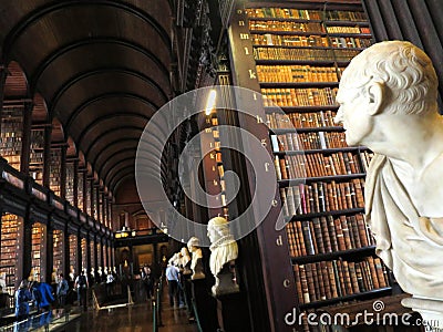 The Long Room of the Old Library of Trinity College in Dublin, IRELAND Stock Photo