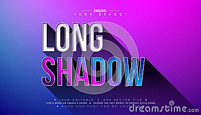 Long Shadow 3D Text Effect Design. Editable and Scalable Vector Graphic Style Effect with White and Gradient Typography Vector Illustration