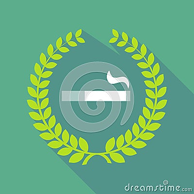 Long shadow laurel wreath icon with a cigarette Stock Photo