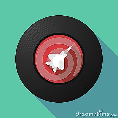 Long shadow music disc with a combat plane Stock Photo