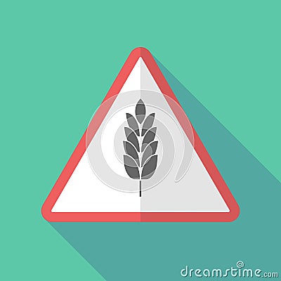 Long shadow warning sign with a wheat plant icon Stock Photo