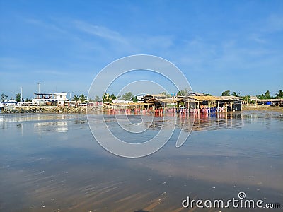 A long short of Mandarmani sea beach of West Bengal, India. Editorial Stock Photo