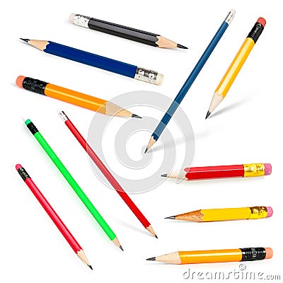 Long and short Pencils collection Stock Photo