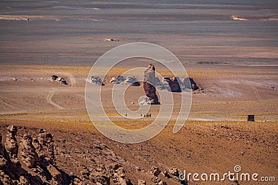 Stone formation, Pacana Monk in Atacama Desert long shot Stock Photo