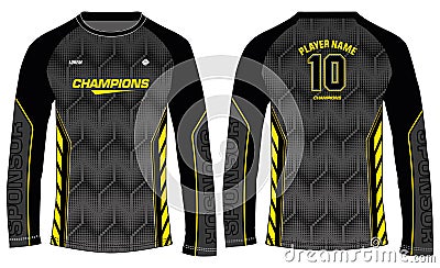 Long sleeve Racing t shirt, Sports jersey design concept vector template, Motocross racing jersey concept with front and back view Vector Illustration
