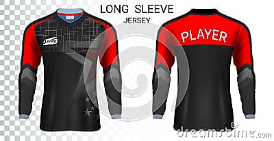 Long sleeve soccer jerseys, T-Shirt sport mockup template. Vector Illustration