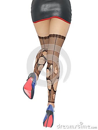 Long slender legs woman. Stock Photo