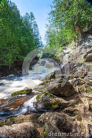Long Slide Falls, Marinette County, Wisconsin June 2020 on the North Branch Pemebonwon River Stock Photo