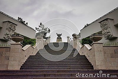 Long staircase to the historic memorial in Sevastopol Stock Photo