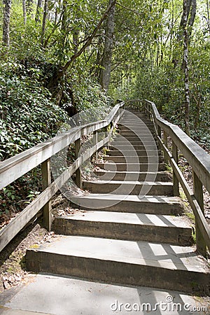 Long staircase to Mingo Falls Stock Photo