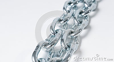 Long steel chain strong protection, white background Stock Photo