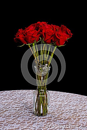 Long stem rose's in a vase Stock Photo
