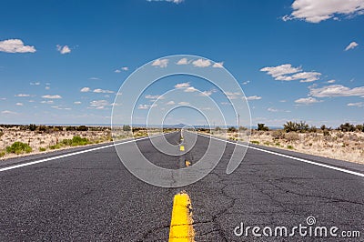 Long straight road in the desert, Route 66 US Stock Photo