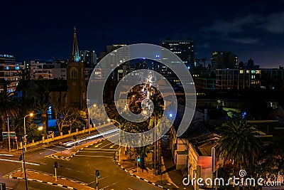 Long street at night, Cape Town, South Africa Editorial Stock Photo