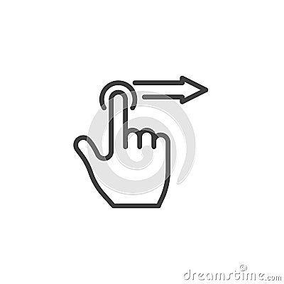 Long swipe right gesture line icon Cartoon Illustration