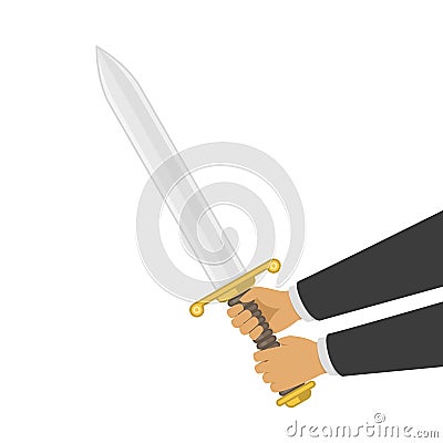 Sword in hands. Vector Illustration