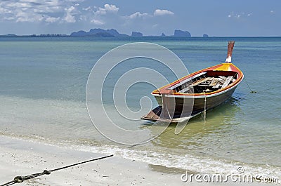 Long tail boat at Haad Sivalai beach on Mook island Stock Photo
