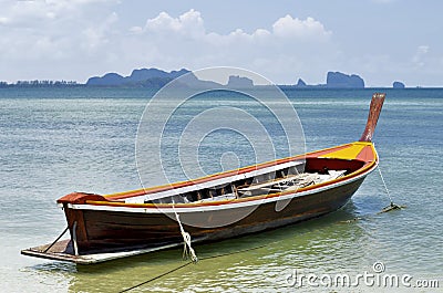 Long tail boat at Haad Sivalai beach on Mook island Stock Photo