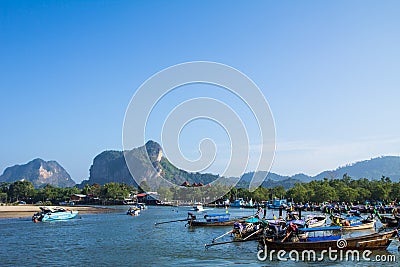 Long tail boat for tourist at Krabi Editorial Stock Photo