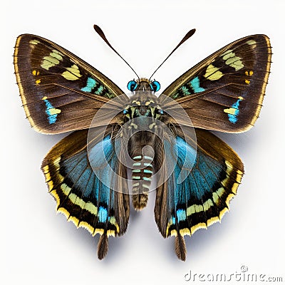 Long-tailed skipper Urbanus proteus butterfly. Beautiful Butterfly in Wildlife. Isolate on white background Stock Photo