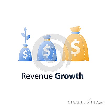 Financial value steady growth, long term investment strategy, asset allocation, revenue increase, mutual fund interest rate Vector Illustration