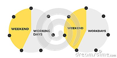 Long three-day weekend and short four-day working days during workweek Vector Illustration