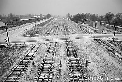 Long train tracks Stock Photo