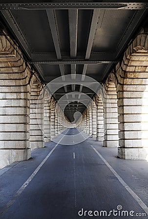 Long tunnel under bridge Stock Photo