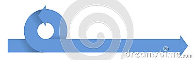 Long twisted arrow, blue spiral icon. Process flow agile scheme. Concept vector illustration on white background Cartoon Illustration