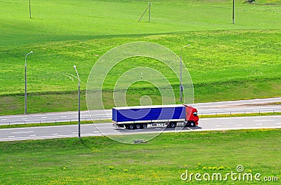 Long vehicle on road Stock Photo