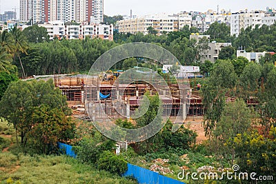Long View of Building Construction Stock Photo