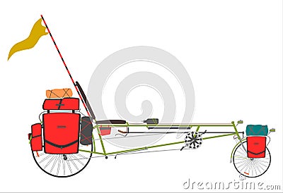 Tourist recumbent bike. Vector Illustration