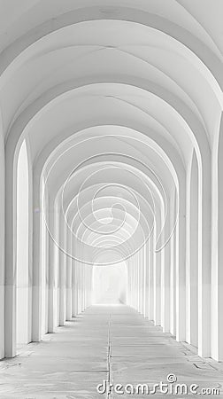 Long White Tunnel Leading to Sky Stock Photo