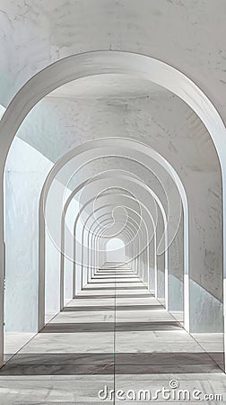 Long White Tunnel Leading to Sky Stock Photo